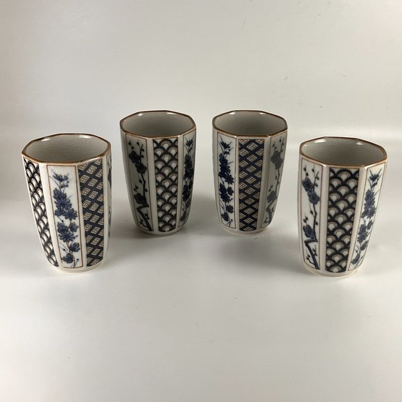 Otagiri Dining Omc Otagiri Blue White Sake Cups Set Tea Japanese